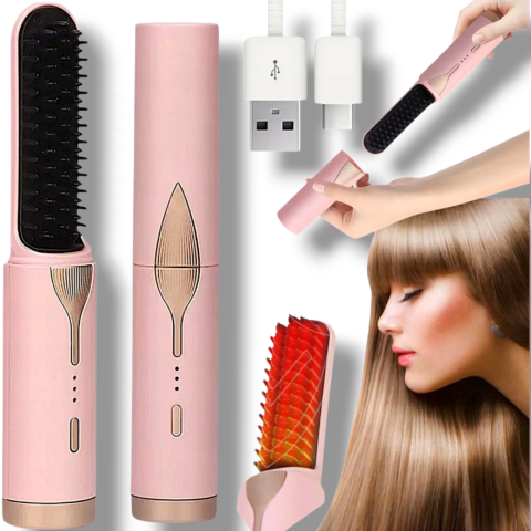 BEZPRZEWODOWA SZCZOTKA DO PROSTOWANIA WŁOSÓW W PODRÓŻY | STYLER 2W1
